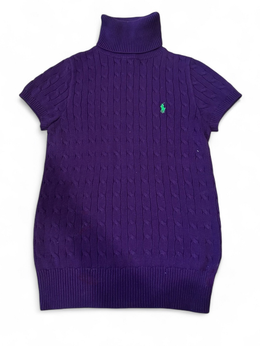 Ralph Lauren Sport Purple Cable Knit Short-Sleeve Turtleneck sweater